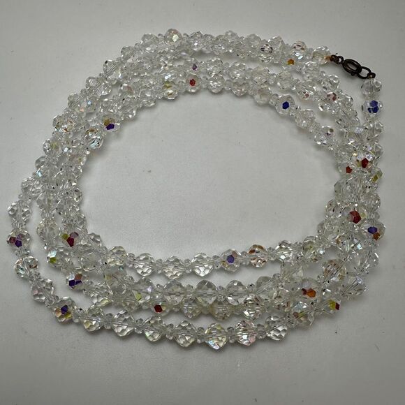 54" vintage Aurora Borealis (AB) crystal necklace! - Picture 14 of 14